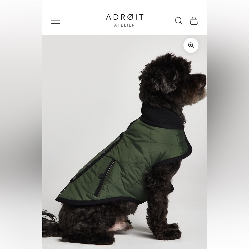 Adroit Atelier PATOU QUILTED COAT W/ BLACK TRIMS, size L, NWT